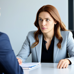 A professional female Big Data consultant, fully clothed in a modest business suit, sits attentively across from a male client executive, also in appropriate professional dress, in a bright, contemporary office conference room. The consultant maintains direct eye contact, actively listening and empathetically absorbing the client's unspoken concerns about their daily business operations. The scene conveys a deep understanding and a collaborative search for solutions. safe for work, appropriate content, fully clothed, professional, perfect anatomy, correct proportions, natural pose, well-formed hands, proper finger count, natural body proportions, high-quality photograph, realistic.