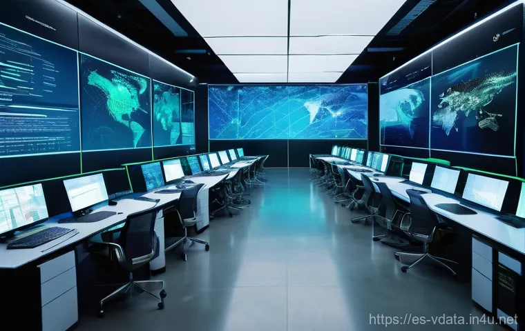 빅데이터 프로젝트의 데이터 수집 기법 - **Prompt 1: Real-Time Global Data Flow and Analytics Center**
"An intricate, wide-angle shot of ...