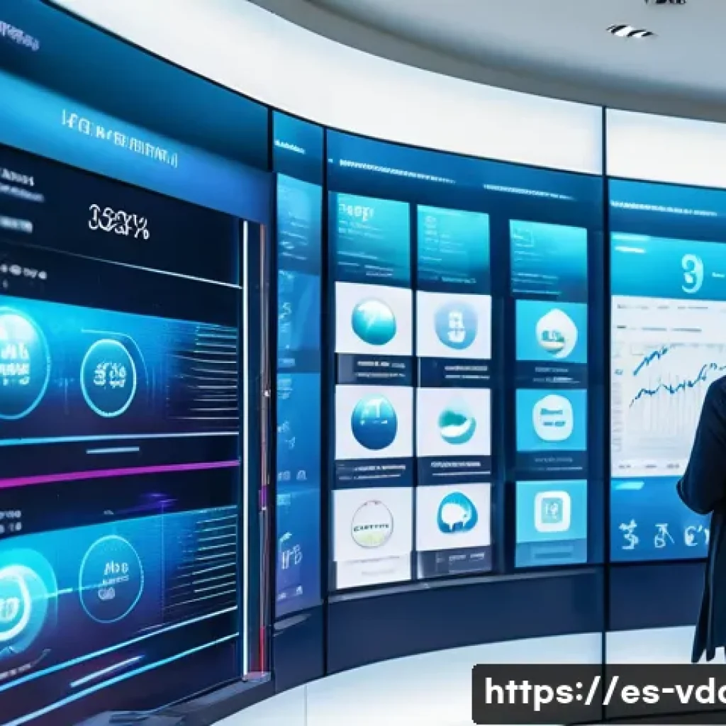 빅데이터 분석에서의 머신러닝 알고리즘 활용법 - A modern retail store environment with diverse customers shopping, digital screens displaying data a...