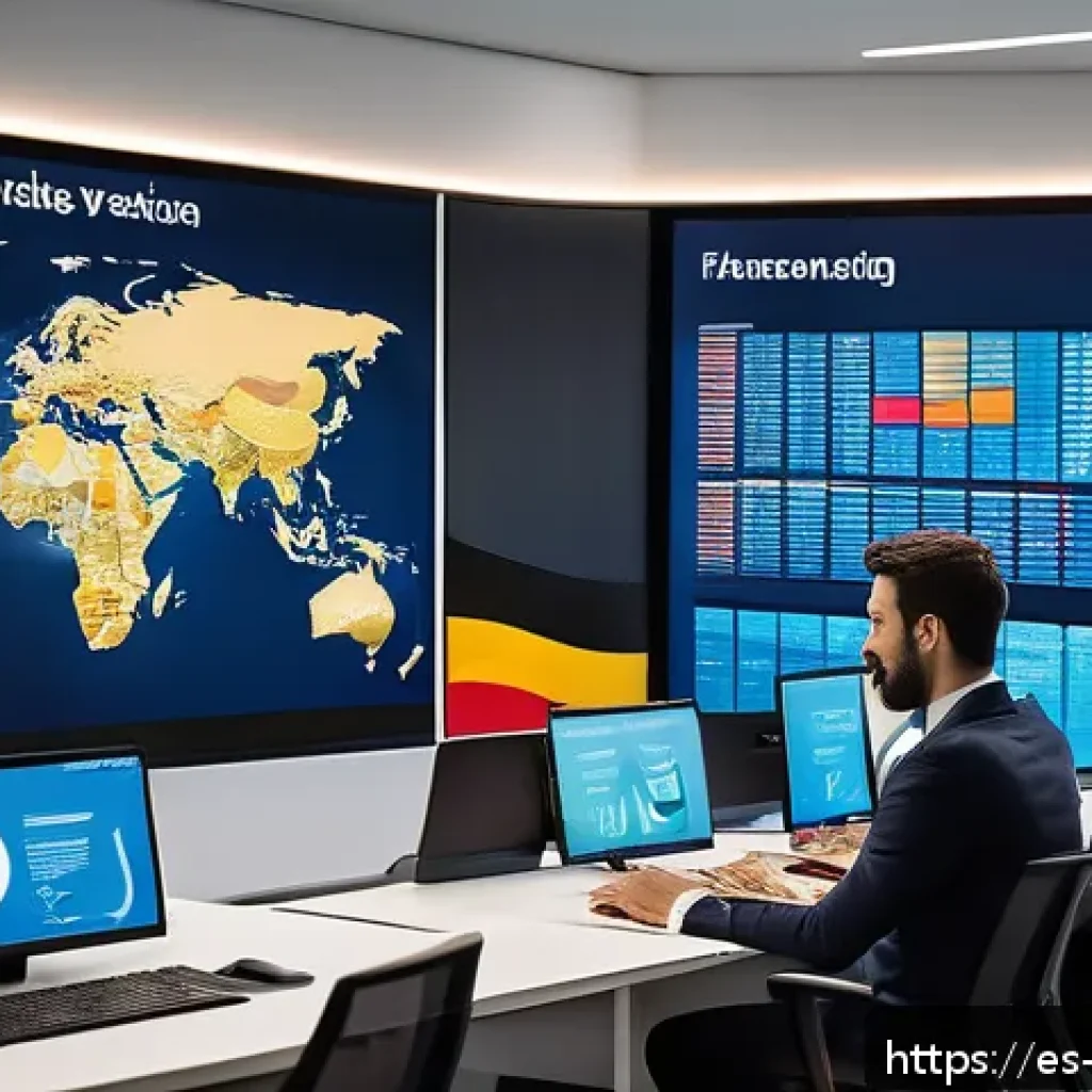빅데이터를 활용한 마케팅 사례 - A sophisticated digital marketing control room in a modern office in Spain, featuring diverse market...