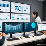 Home 19 빅데이터 분석 프로젝트 팀의 역할 분담 - A diverse multidisciplinary big data team collaborating in a modern office environment, featuring pr...