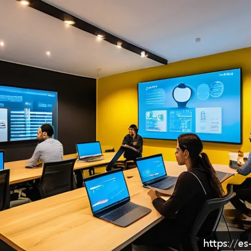 빅데이터 분석가의 커리어 성장 전략 - A modern, bright coworking space in a large Latin American city, featuring diverse professionals col...