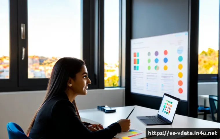 빅데이터 분석가로 성장하기 위한 멘토 찾기 - Photorealistic mentoring session in a modern Spanish-speaking city coworking space, a confident Lati...